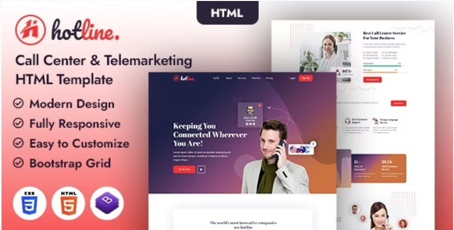 Hotline | Call Center and Telemarketing HTML Templ