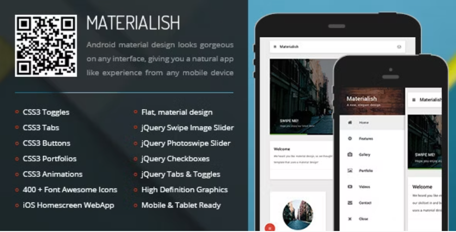 Materialish | Mobile Website Template