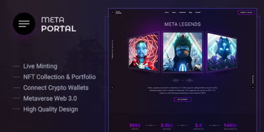 MetaPortal - NFT Portfolio and Landing React Page