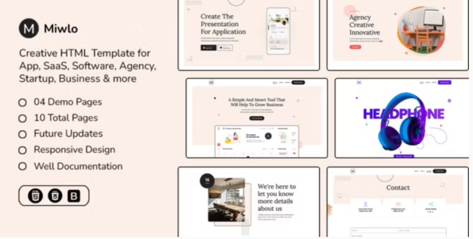 Miwlo - Landing Page HTML Template