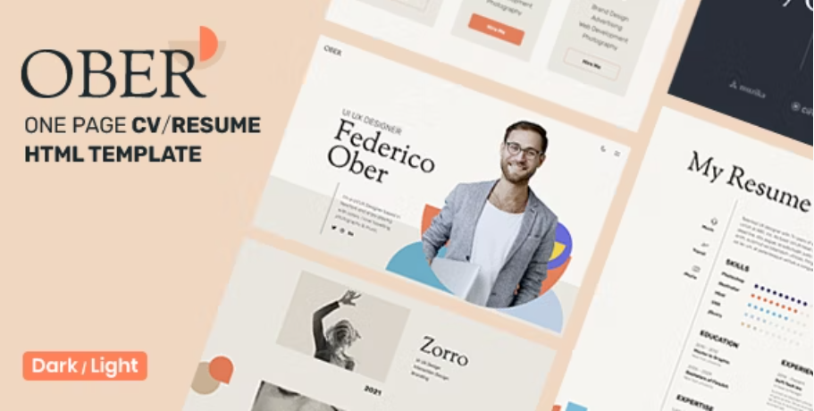 OBER - Personal Portfolio & CV Resume Template
