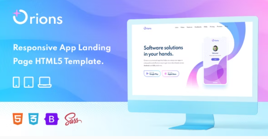 Orions – Responsive App Landing Page HTML Template