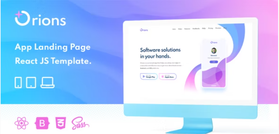 Orions – App Landing Page React JS Template