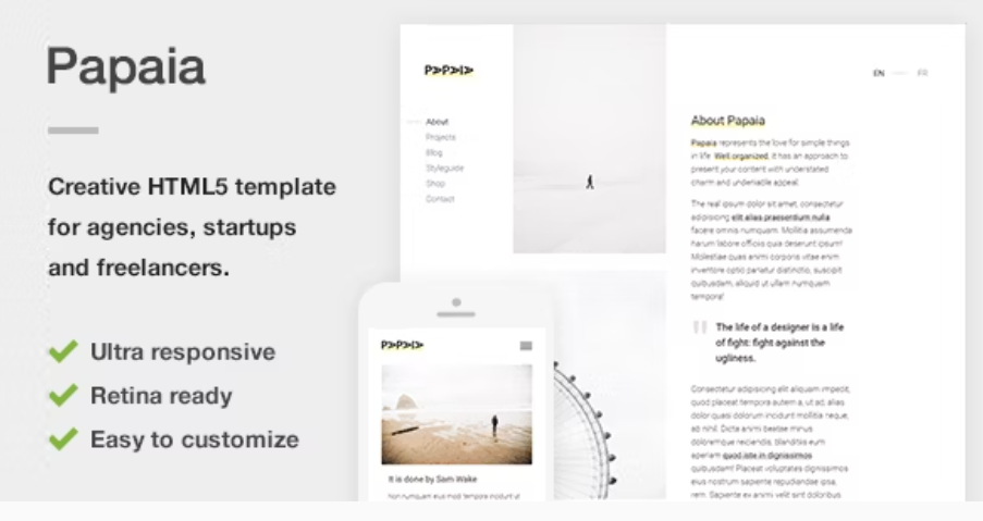 Papaia - Creative & Minimal HTML Site Template