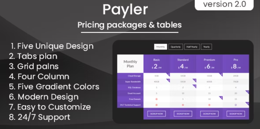 Payler - HTML Pricing Packages & Tables