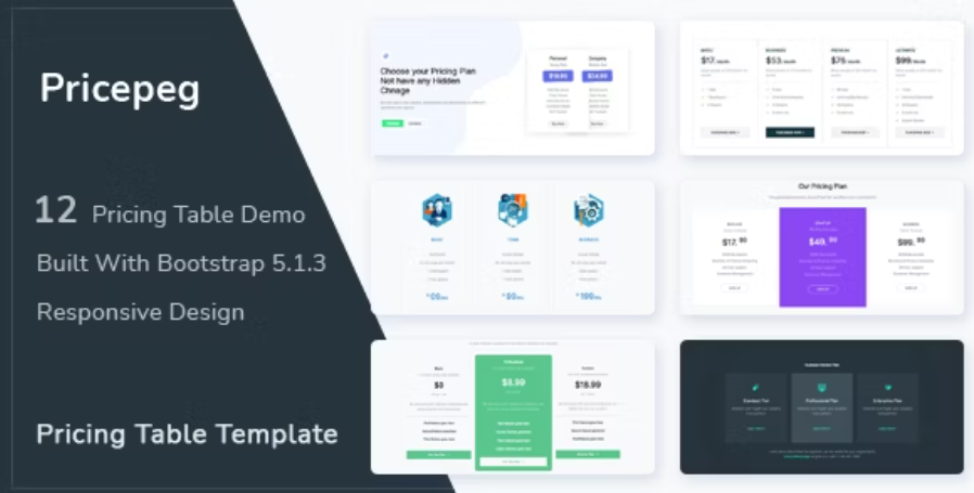 Pricepeg - Bootstrap 5 Pricing Table