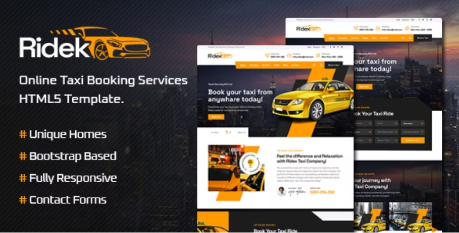 Ridek - Online Taxi Booking Service HTML5 Template