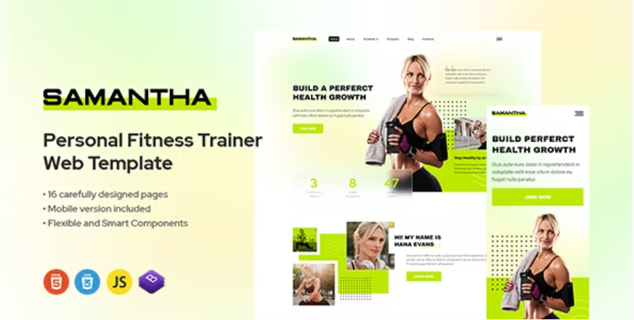 Samantha - Personal Trainer & Fitness Gym Template