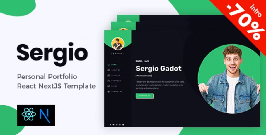Sergio – Personal Portfolio React NextJS Template
