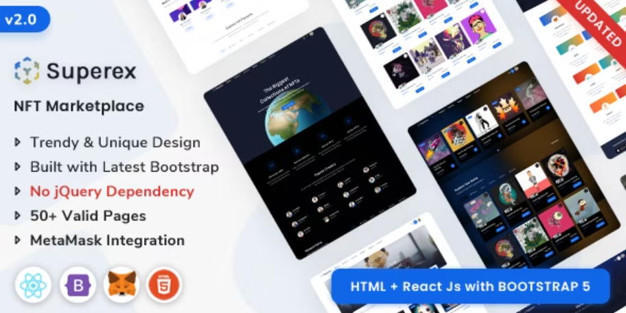 Superex - NFT Marketplace (HTML + React.js)