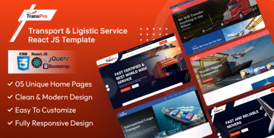 TransPro - Transport & Logistic Service React Js