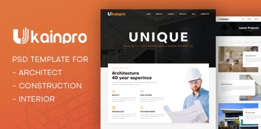 Ukainpro | Architect & Construction PSD Template