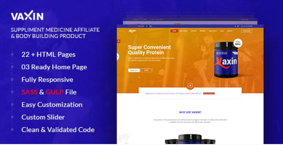 VAXIN - Health Supplement Medicine HTML Template