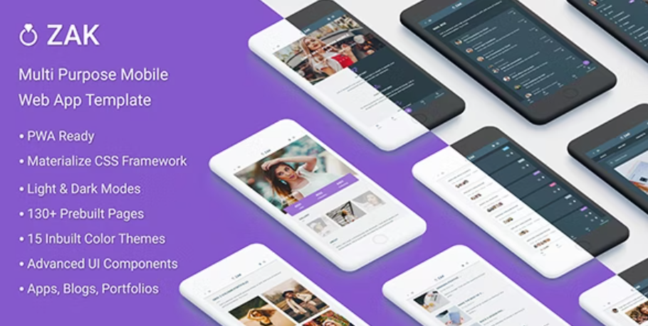 Zak- Multi Purpose Mobile Web App template (PWA)