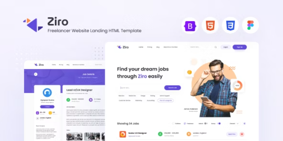 Ziro - Freelancer Directory Website HTML Template
