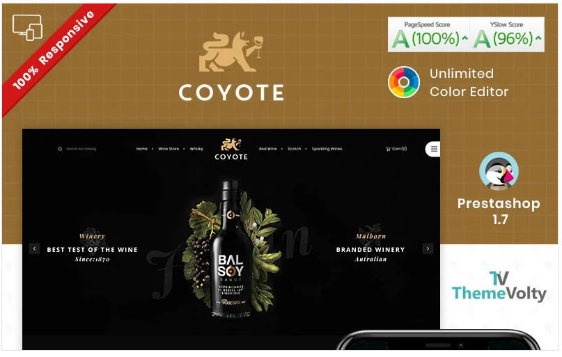 Covote Wine Alcohol Store PrestaShop Theme