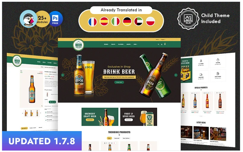 Craft Beer PrestaShop Theme for Online Brewery Store