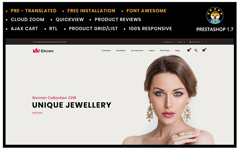 Crown Jewelry Store PrestaShop Theme