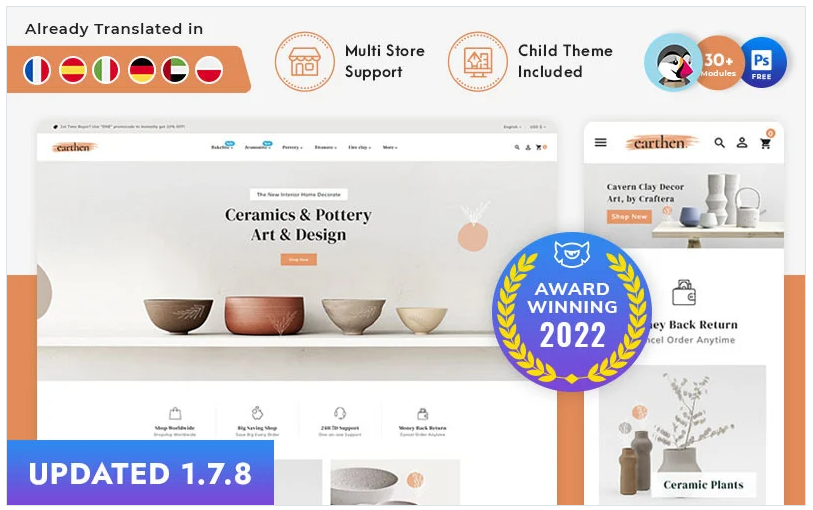 Earthen - Pottery and Ceramics Handmade PrestaShop Theme