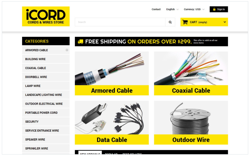 Cords Wires Store PrestaShop Theme