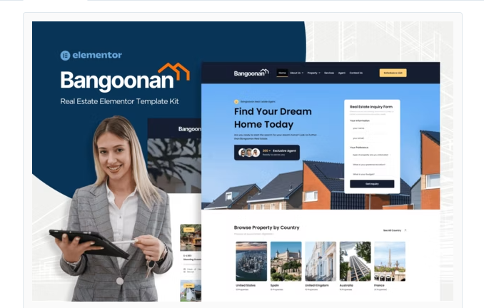Bangoonan - Real Estate & Property Elementor Template Kit 1.0