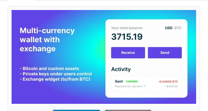 Product Image - Bitcoin, Ethereum, ERC20 crypto wallets with exchange
