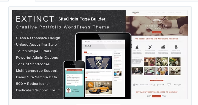 Extinct - Retro Vintage Portfolio WordPress Theme