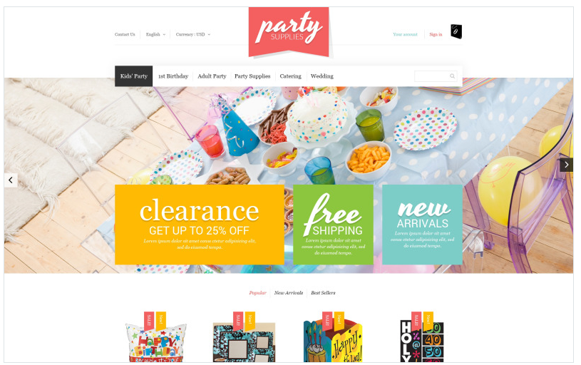 Kids Party Supplies PrestaShop Theme