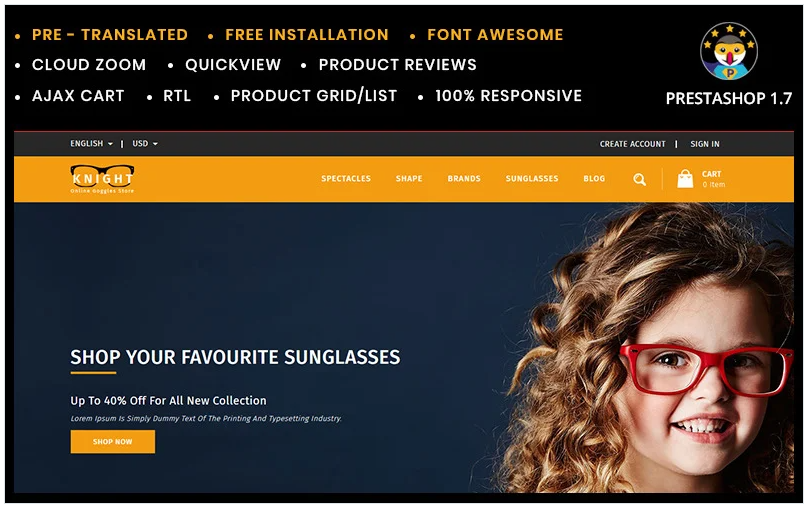 Knight Online Goggles Store PrestaShop Theme