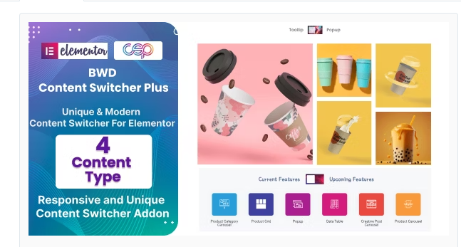BWD Content Switcher Plus Addon For Elementor