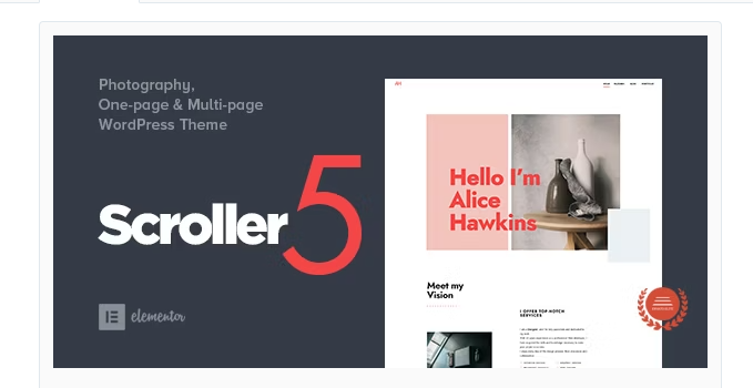 Scroller - Photography One Page / Multi-page WordPress Theme