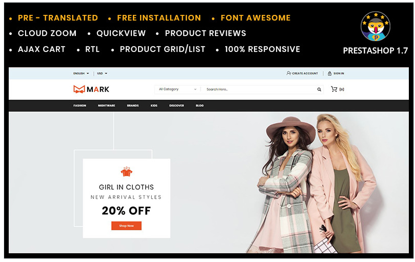 Mark Fashion and Shoes Store PrestaShop Theme