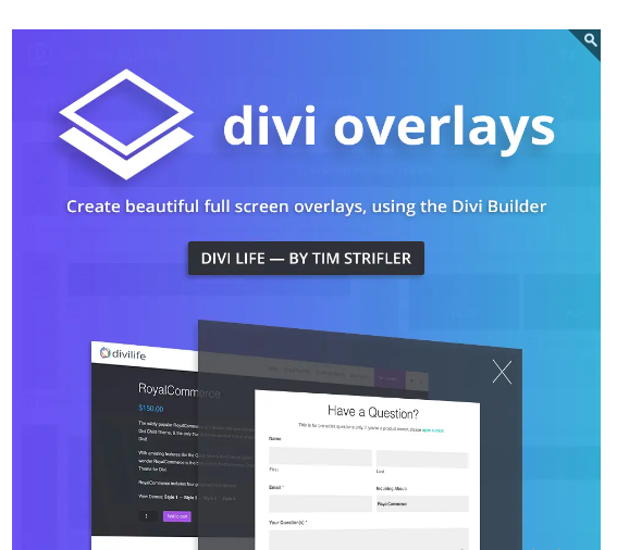 Product Image - Divi Overlays WordPress plugin with original license key Activation for lifetime Product Image - Divi Overlays WordPress plugin with original license key Activation for lifetime