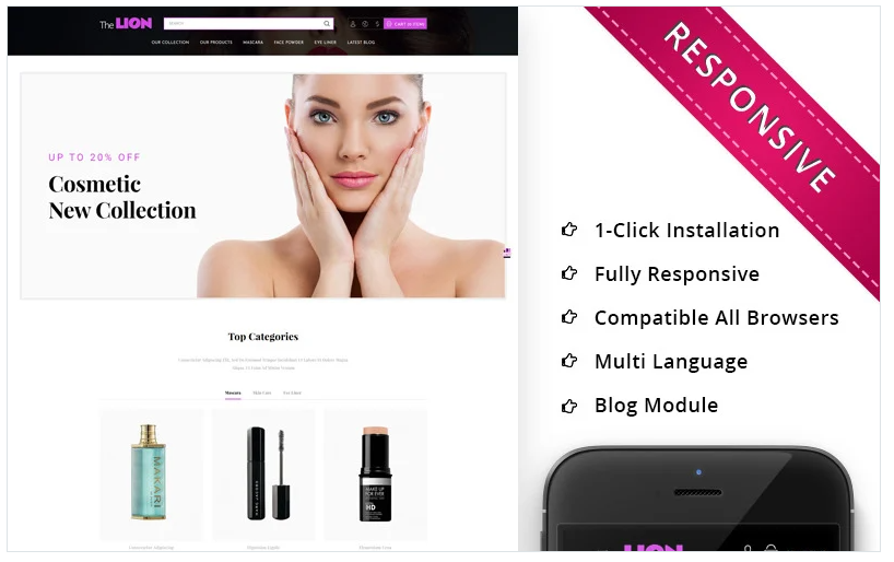 Lion Cosmetic - Beauty Store PrestaShop Theme
