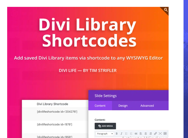 Divi Library Shortcodes Wordpress plugin with original license key Activation for lifetime