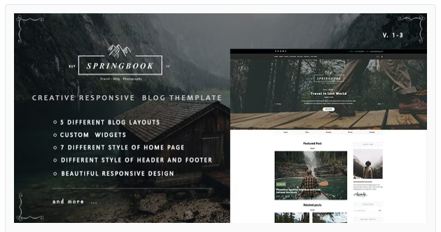 Springbook - Responsive Blog Travel Photography Template