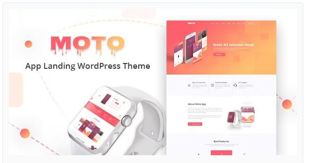 Moto - App Landing Page WordPress Theme