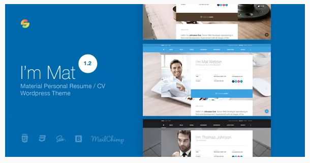 I am Mat - Material Personal Resume / CV vCard WordPress Theme