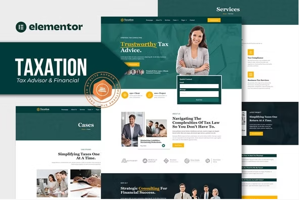 Product Image - Taxation – Tax Advisor & Financial Consulting Elementor Pro Template Kit
