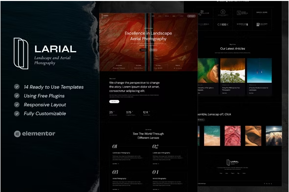 Larial - Landscape & Aerial Photography Elementor Template Kit