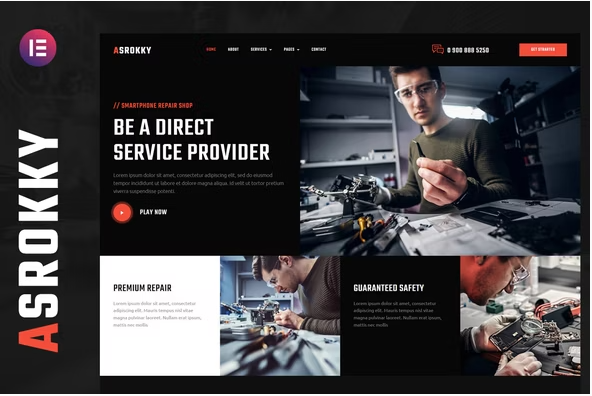 Asrokky - Smartphone Repair Shop Elementor Template Kit