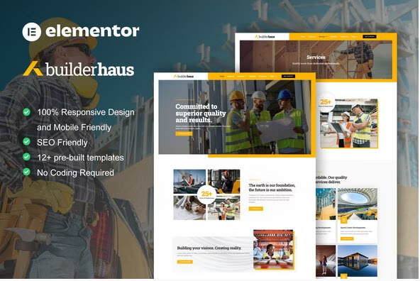 Product Image - BuilderHaus – Construction Company Elementor Pro Template Kit