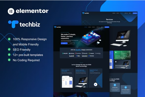 Product Image - TechBiz – Tech Company Elementor Pro Template Kit