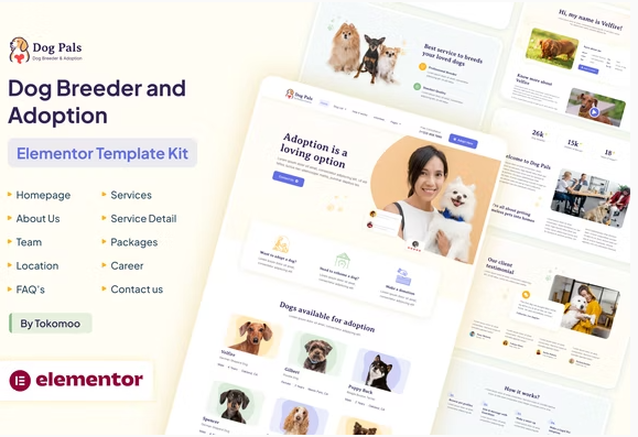 Product Image - Dog Pals – Dog Breeder & Adoption Elementor Template Kit