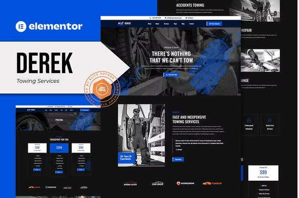 Product Image - Derek – Towing Services Elementor Pro Template Kit