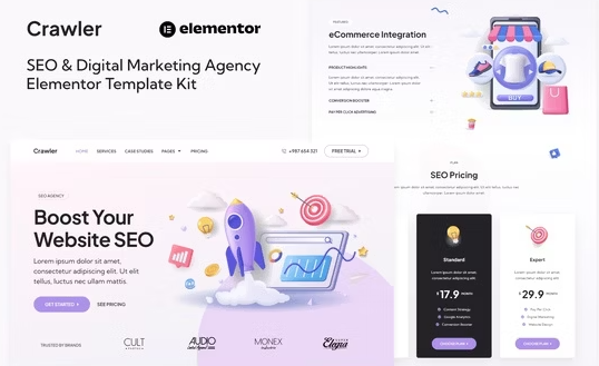 Product Image - Crawler – SEO & Digital Marketing Agency Elementor Template Kit