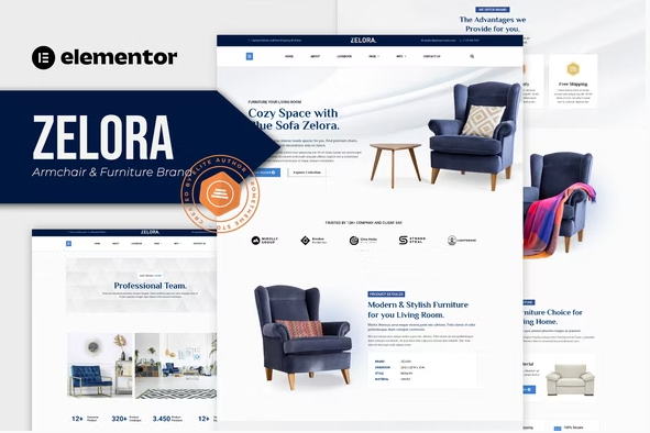 Product Image - Zelora – Armchair & Furniture Brand Elementor Template Kit