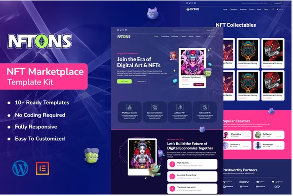 NFTONS - NFT Service & Crypto Currency Elementor Template Kit