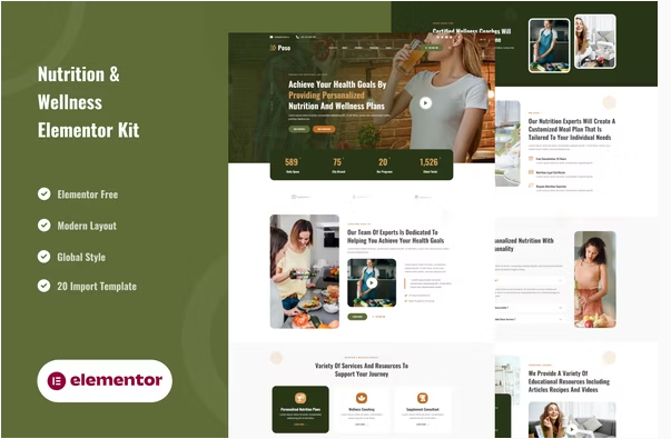Product Image - Poso – Personalized Nutrition & Wellness Elementor Template Kit