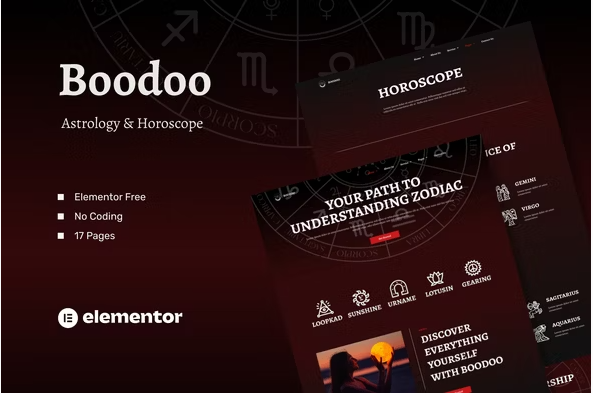 Product Image - Boodoo – Astrology & Horoscope Elementor Template Kit Product Image - Boodoo – Astrology & Horoscope Elementor Template Kit